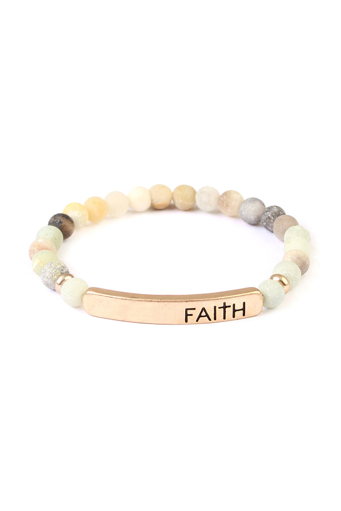 "FAITH" NATURAL STONE STRETCH BRACELET