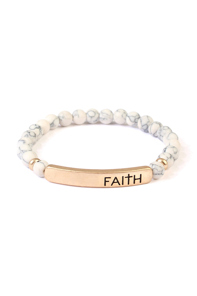 "FAITH" NATURAL STONE STRETCH BRACELET