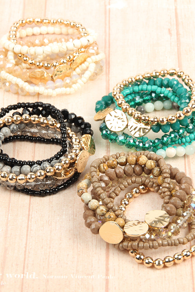 MYB1053 - HAMMERED BRASS CHARM BRACELET