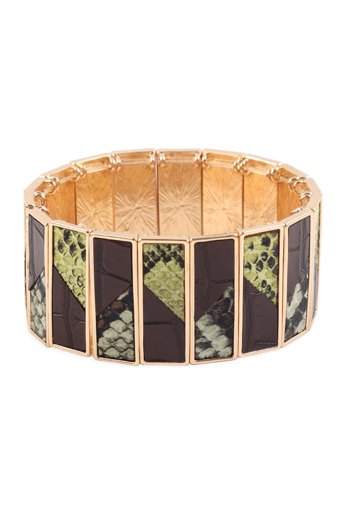ANIMAL PRINT LEATHER STRETCH BRACELET