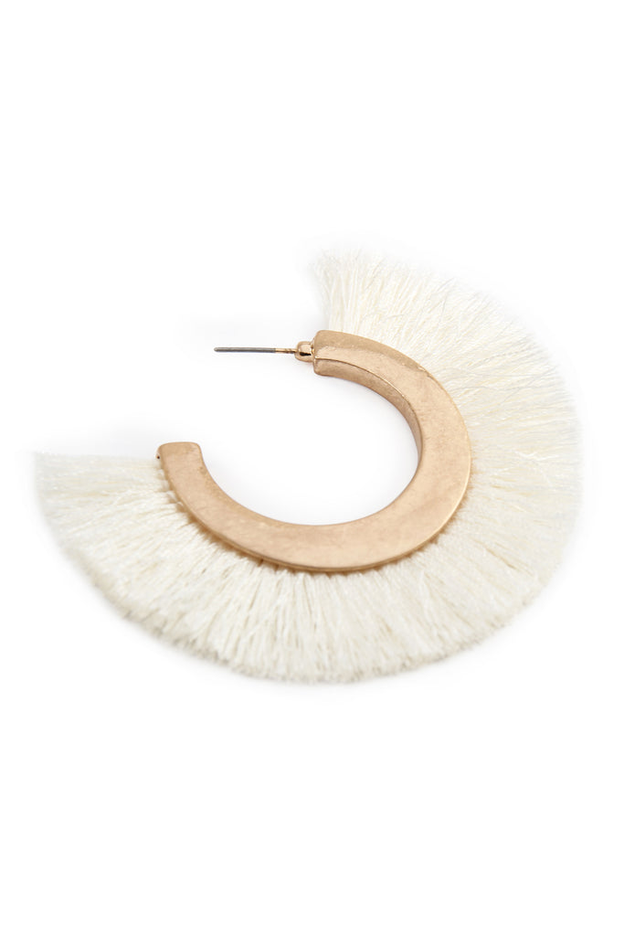 TASSEL HOOP METAL POST EARRINGS