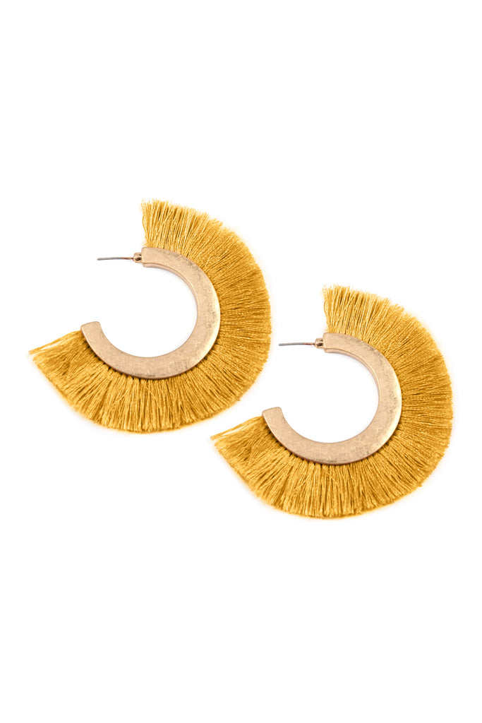 TASSEL HOOP METAL POST EARRINGS