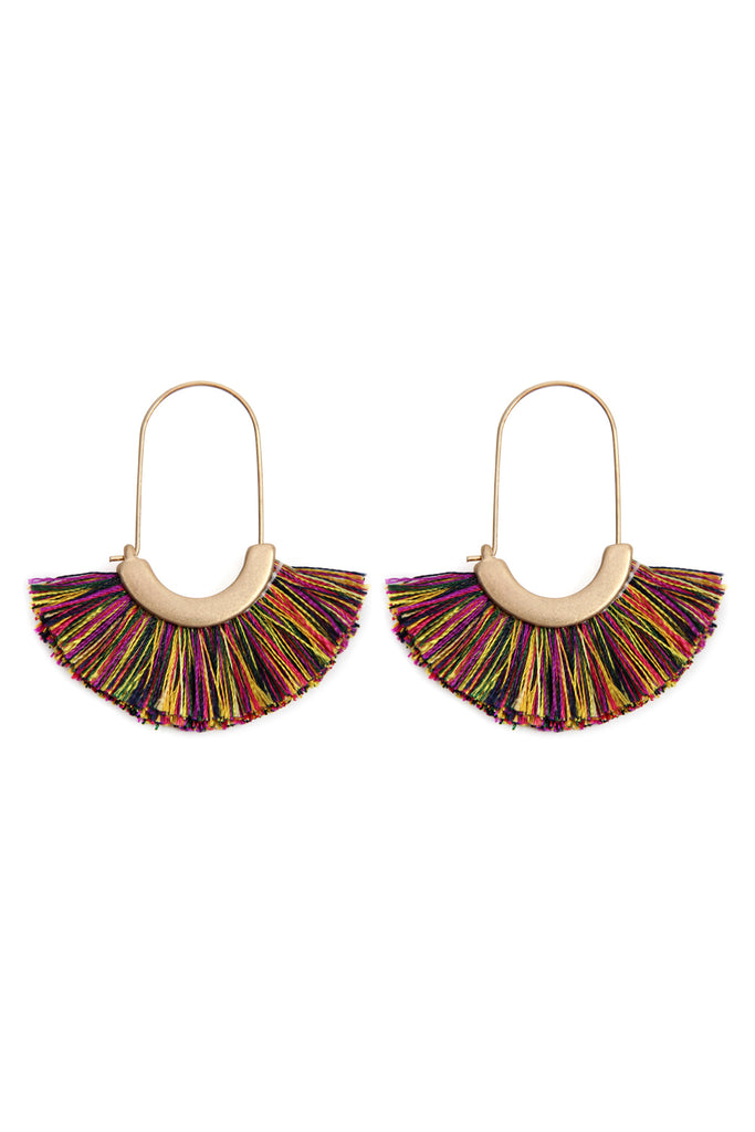 MYE1038 - FAN SHAPE DROP HOOP EARRINGS