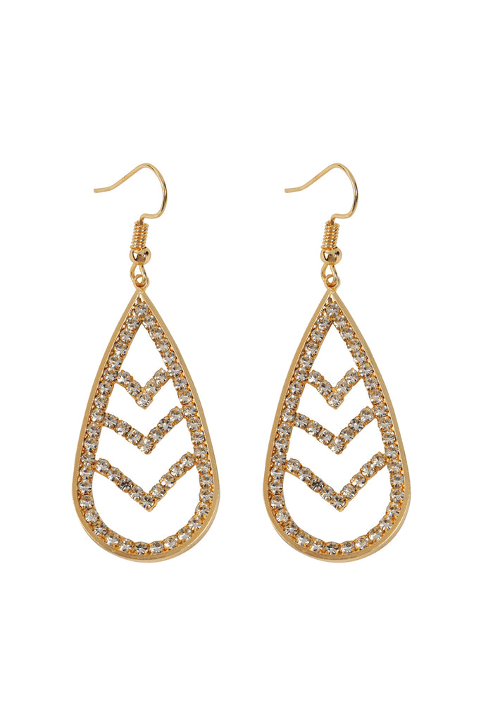 CHEVRON TEARDROP FISH HOOK EARRINGS