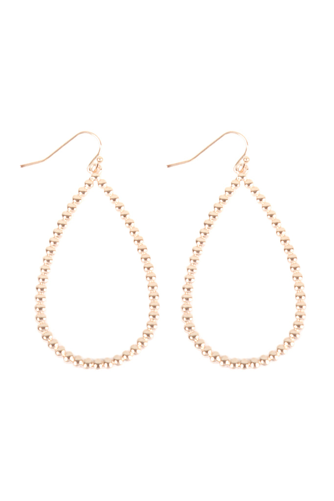OPEN TEARDROP TEXTURED HOOK DANGLING EARRINGS