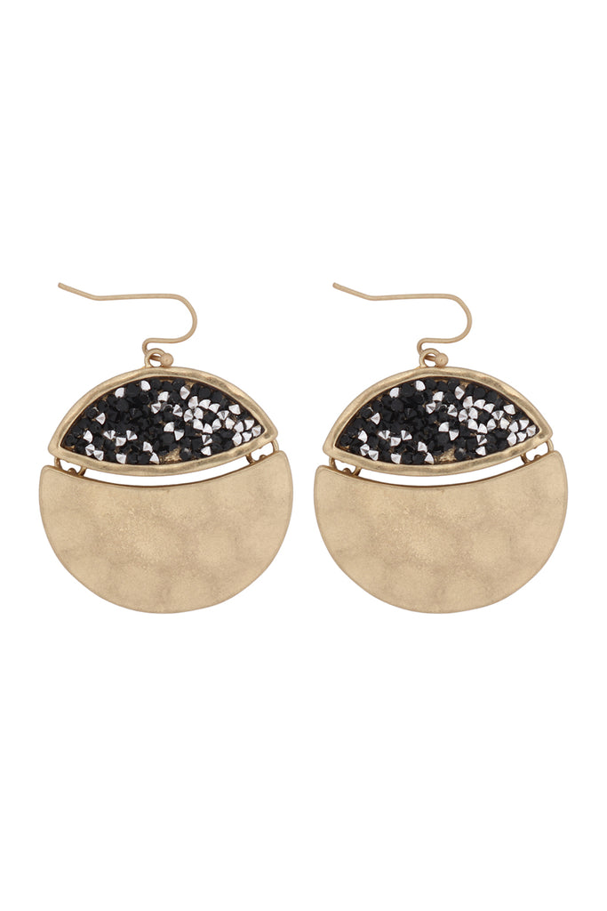 FACETED GLITTERY ROUND DANGLE HOOK EARRINGS