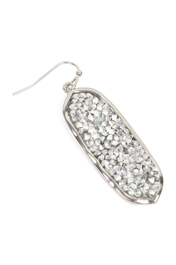 OVAL GLITTER FACETED DANGLE HOOK EARRINGS