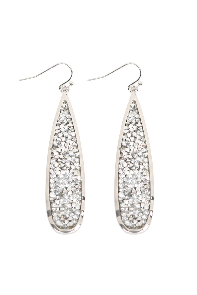MYE1196 - LONG PEAR GLITTER FACETED DANGLE HOOK EARRINGS