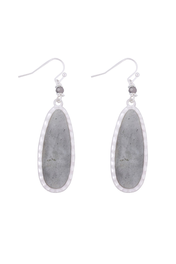 OVAL NATURAL STONE DROP HOOK EARRINGS