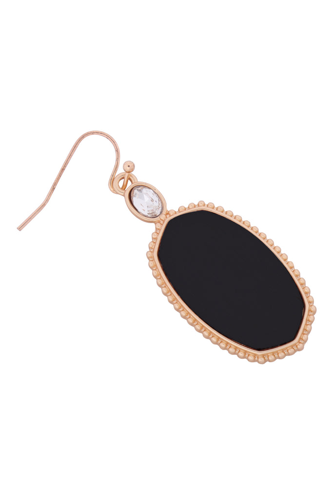 MYE1361 - TEXTURED METAL WOOD OVAL DROP HOOK EARRINGS