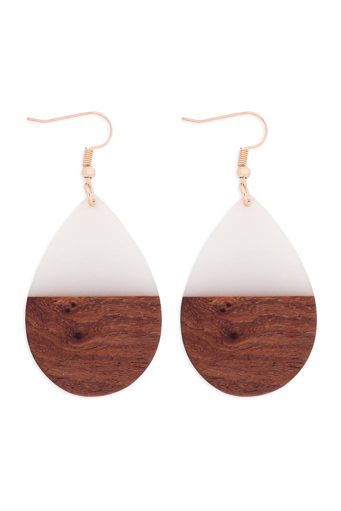 MYE1404 - HOMAICA WOOD PEARSHAPE DROP EARRINGS