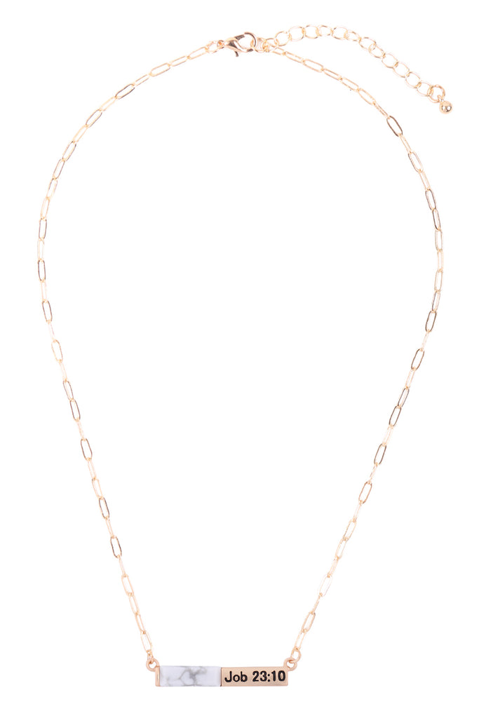 MYE1437 - "JOB 23:10" HALF NATURAL STONE HALF METAL NECKLACE