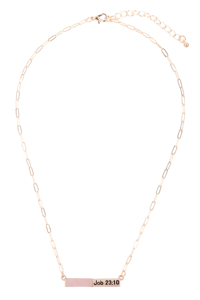 MYE1437 - "JOB 23:10" HALF NATURAL STONE HALF METAL NECKLACE