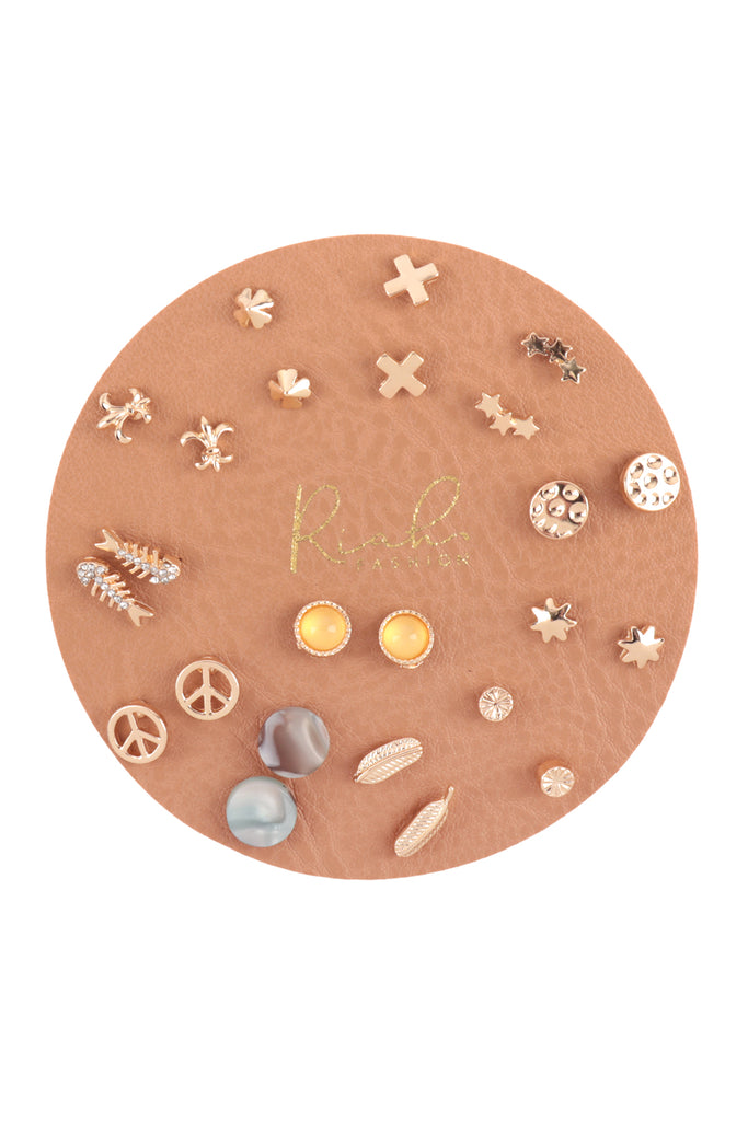 Feather & Fishbone Stud Earring Set