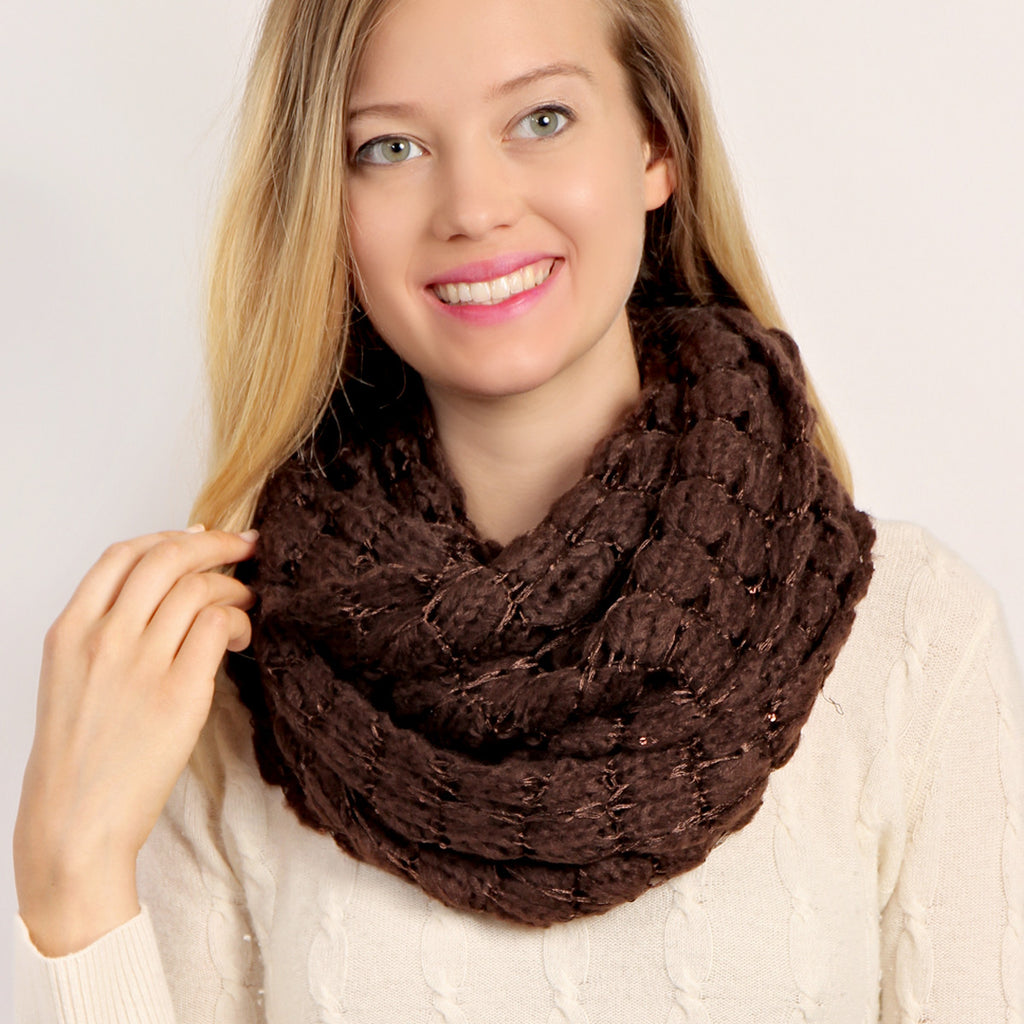 Sequined Soft Infinity Scarf - Riah Fashion