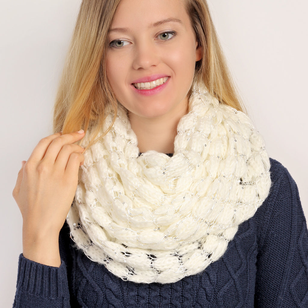 Sequined Soft Infinity Scarf - Riah Fashion