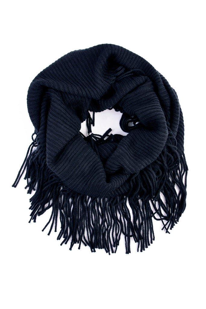 Solid Infinity Fringed Scarf
