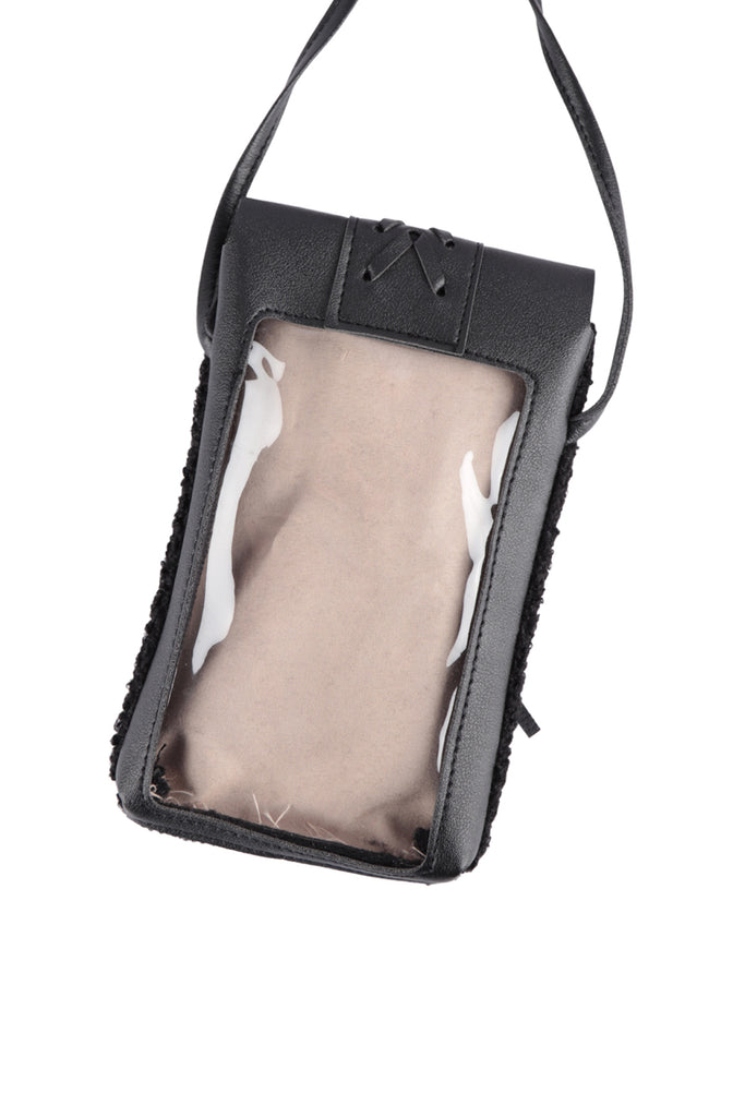 LEATHER BRAIDED TASSEL SHERPA W/ CROSSBODY CELL PHONE BAG