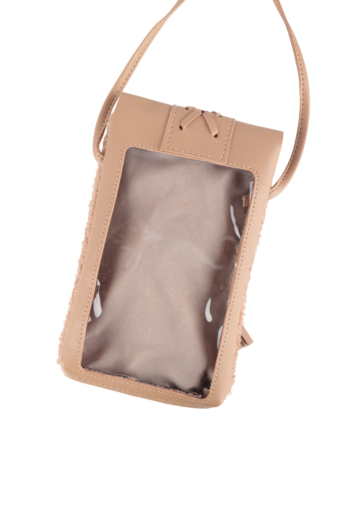 LEATHER BRAIDED TASSEL SHERPA W/ CROSSBODY CELL PHONE BAG