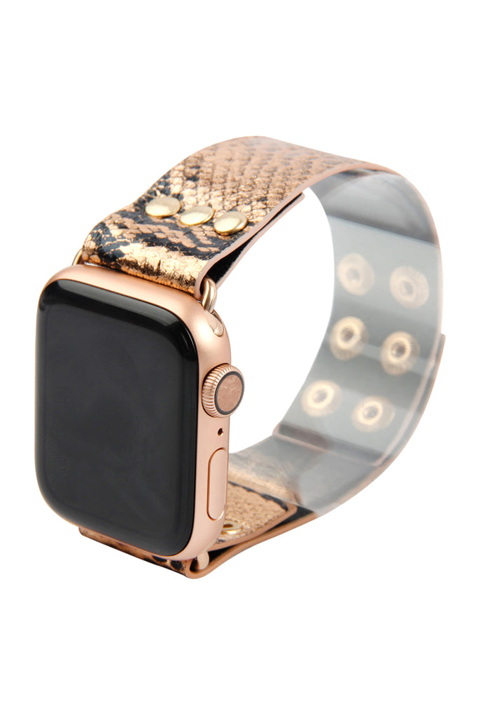 SNAKE PRINT LEATHER APPLE WATCH STRAP