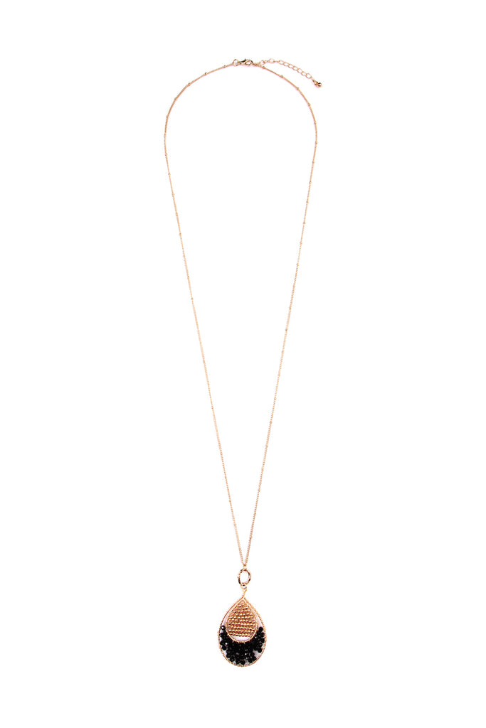 TEARDROP BEADED PENDANT LONG LINE NECKLACE