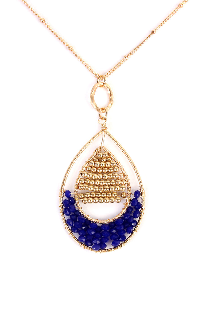 TEARDROP BEADED PENDANT LONG LINE NECKLACE