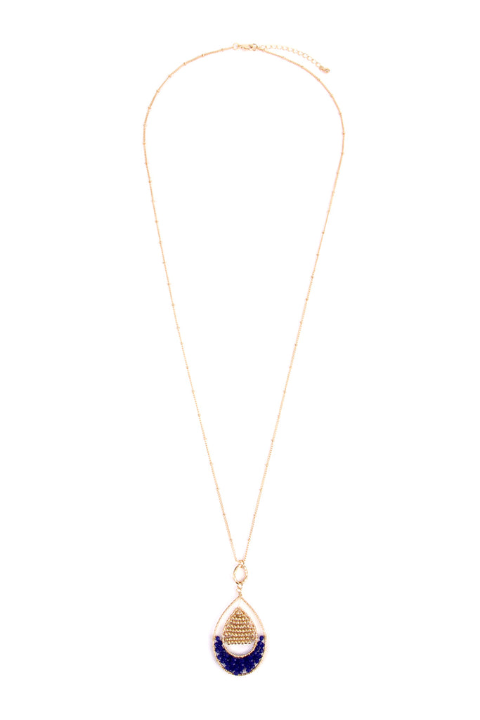 TEARDROP BEADED PENDANT LONG LINE NECKLACE