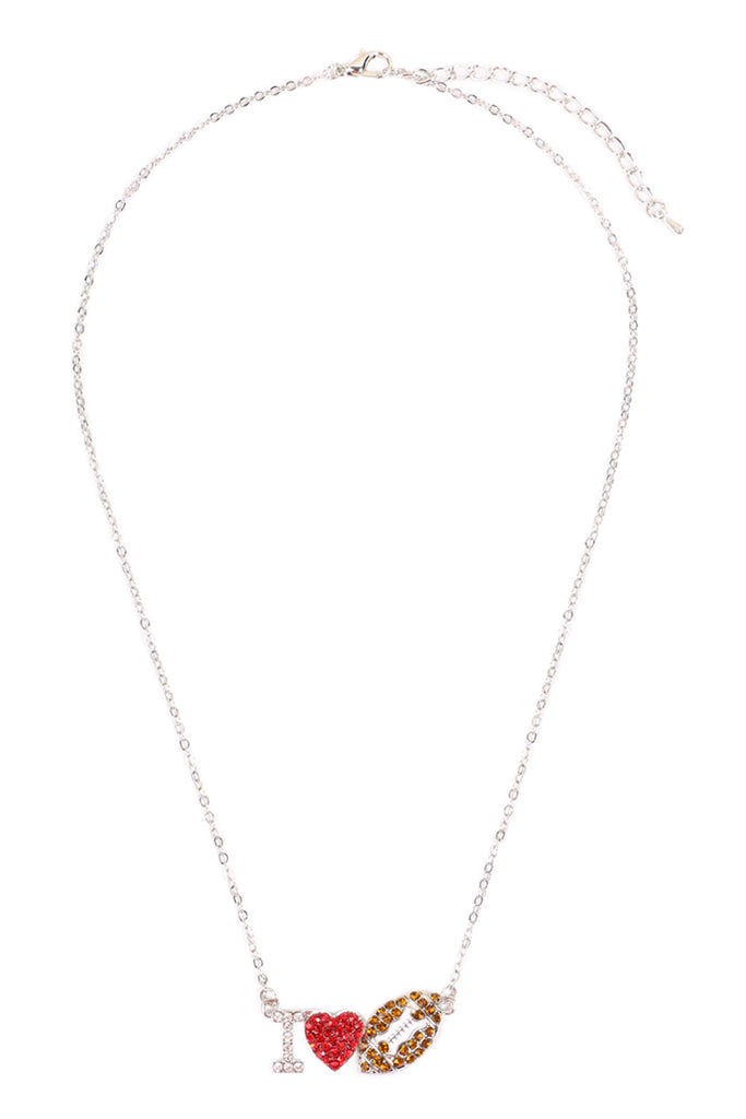 I LOVE FOOTBALL RHINESTONE CHAIN NECKLACE