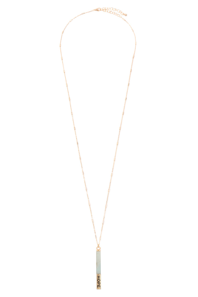 MYN1305 - NATURAL STONE "HOPE" PENDANT BAR NECKLACE