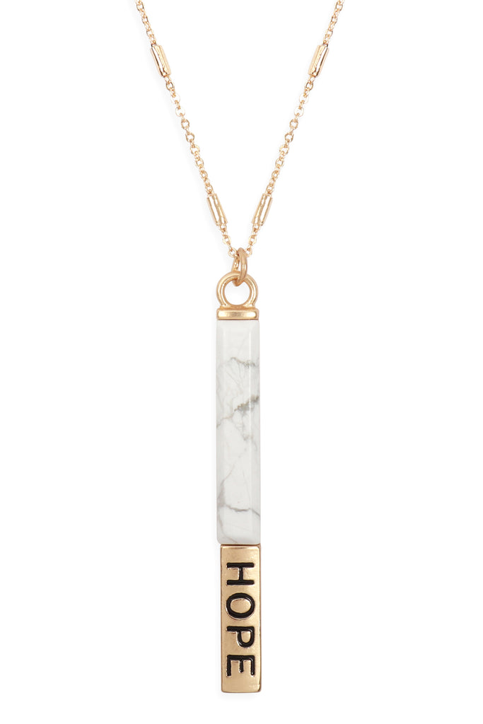 MYN1305 - NATURAL STONE "HOPE" PENDANT BAR NECKLACE