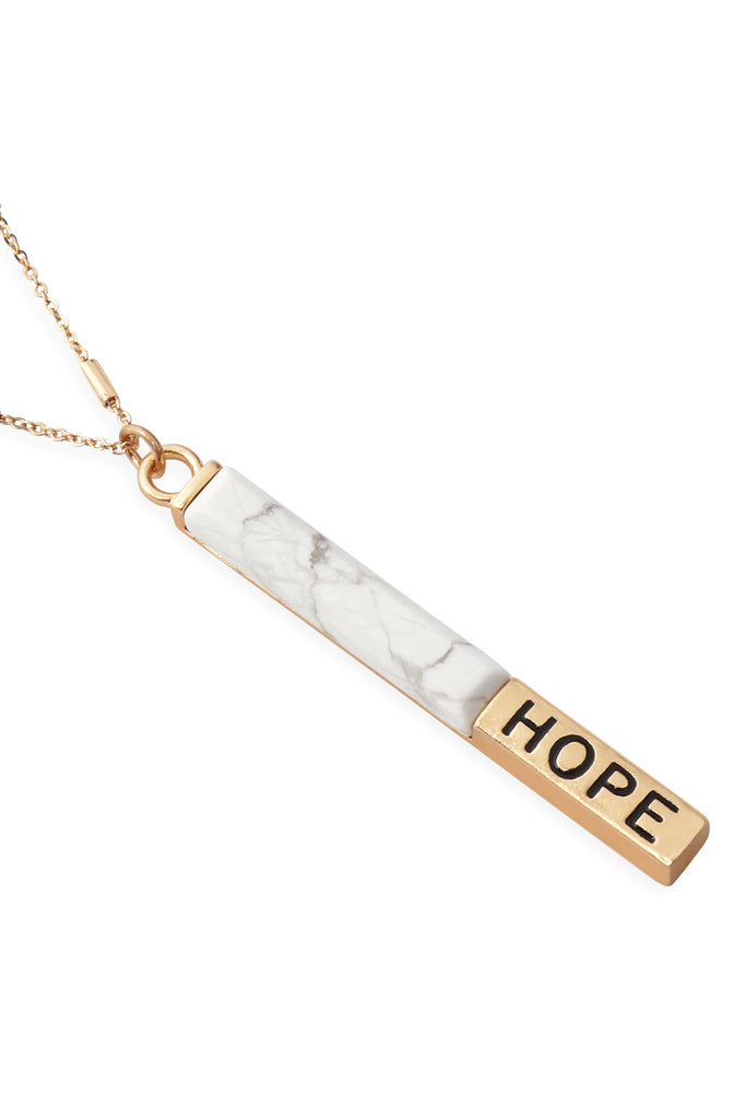 MYN1305 - NATURAL STONE "HOPE" PENDANT BAR NECKLACE