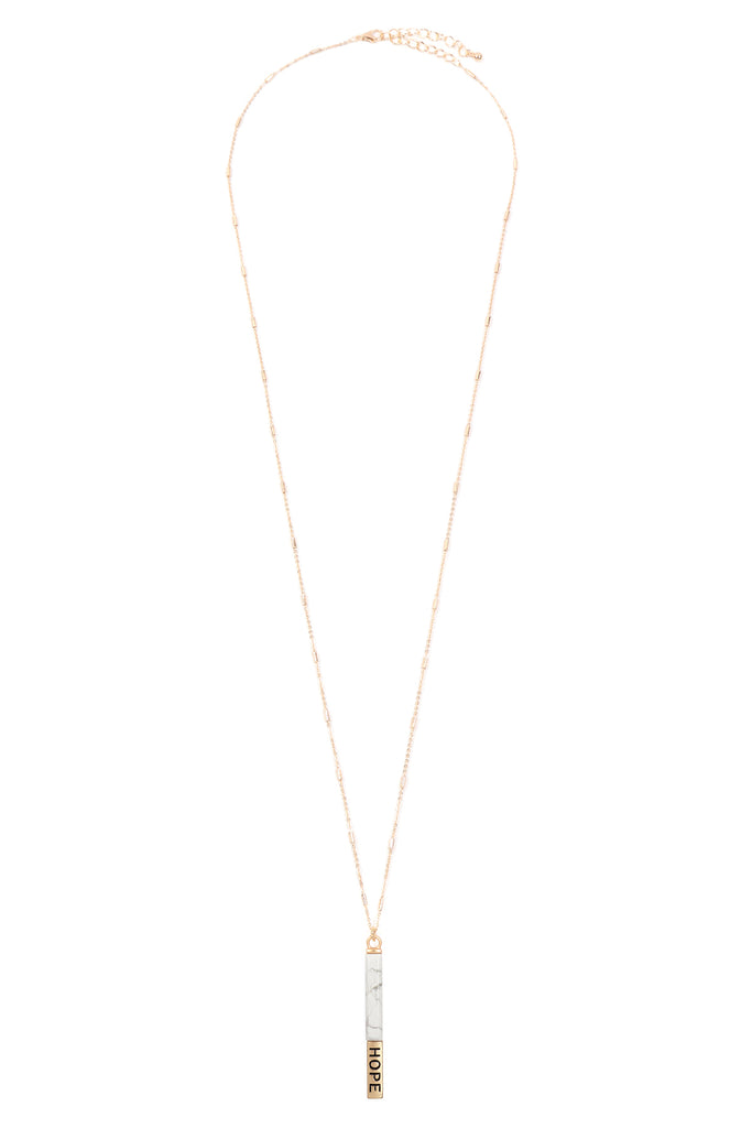 MYN1305 - NATURAL STONE "HOPE" PENDANT BAR NECKLACE