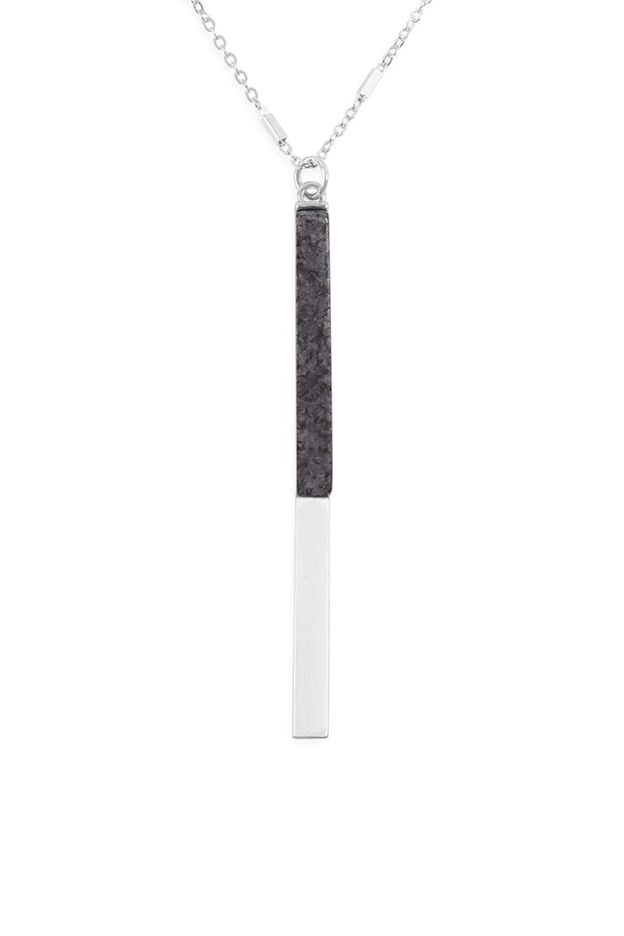 MYN1354 - NATURAL STONE WITH METAL BAR NECKLACE