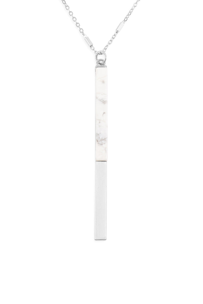 MYN1354 - NATURAL STONE WITH METAL BAR NECKLACE