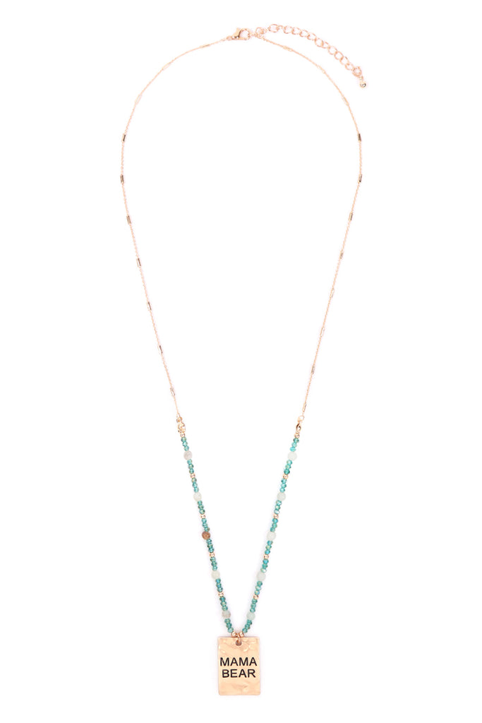 MYN1371 - HAMMER SQUARE "MAMA BEAR" PENDANT NECKLACE