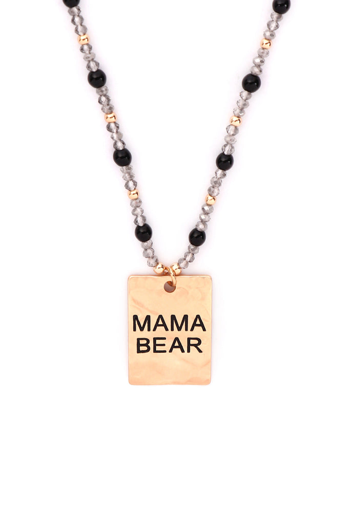 MYN1371 - HAMMER SQUARE "MAMA BEAR" PENDANT NECKLACE