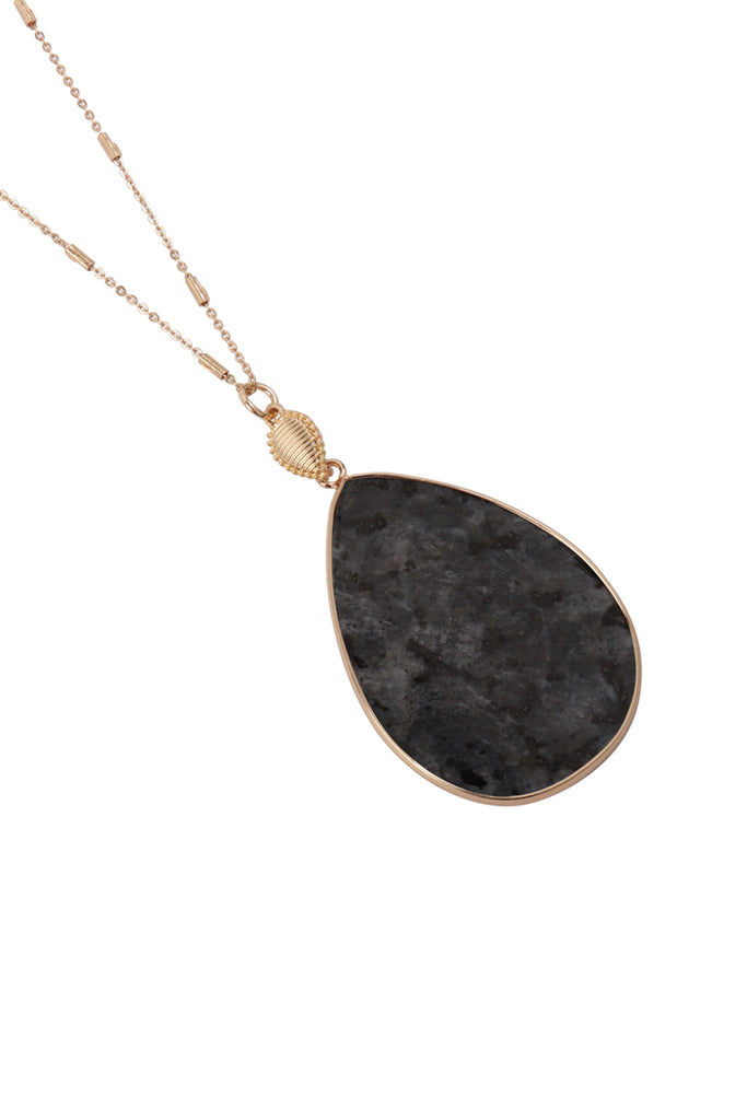 TEARDROP NATURAL STONE PENDANT NECKLACE - Riah Fashion