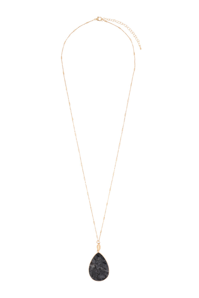 TEARDROP NATURAL STONE PENDANT NECKLACE - Riah Fashion