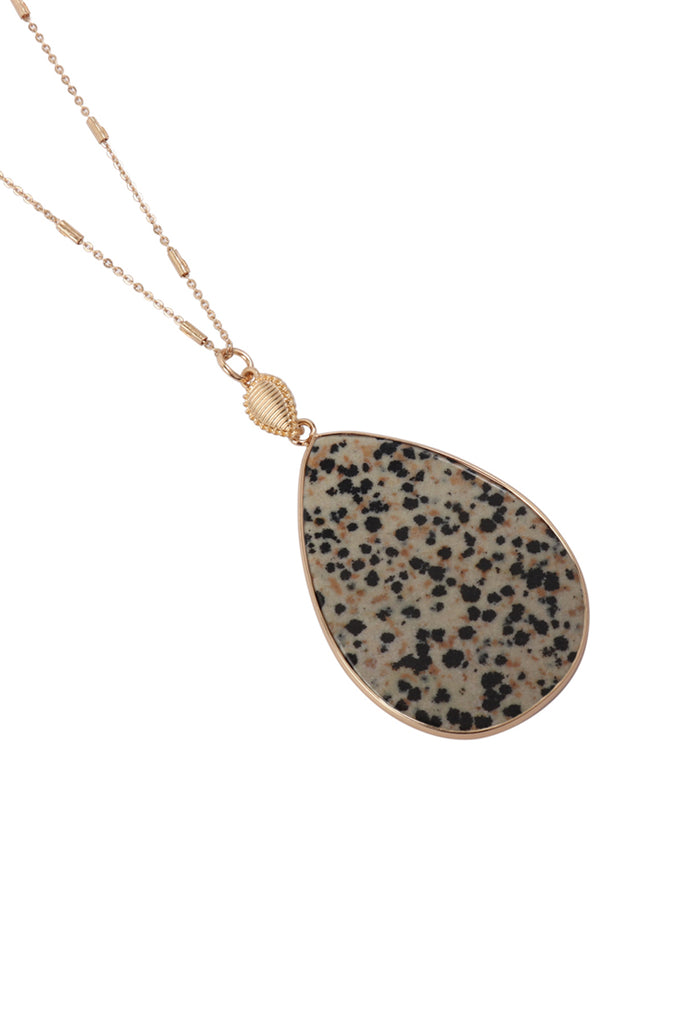 TEARDROP NATURAL STONE PENDANT NECKLACE - Riah Fashion