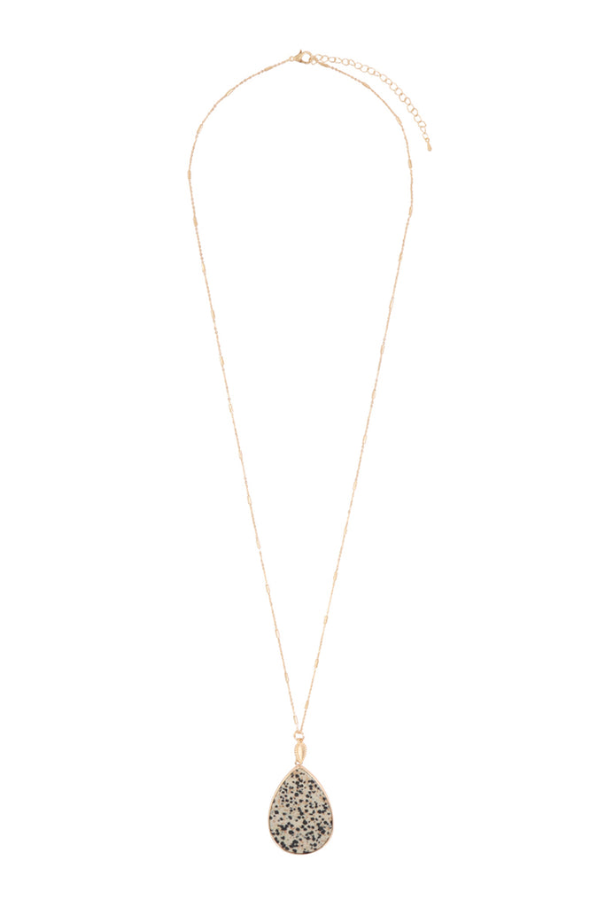 TEARDROP NATURAL STONE PENDANT NECKLACE - Riah Fashion