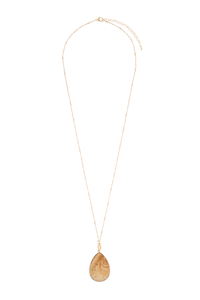 TEARDROP NATURAL STONE PENDANT NECKLACE - Riah Fashion