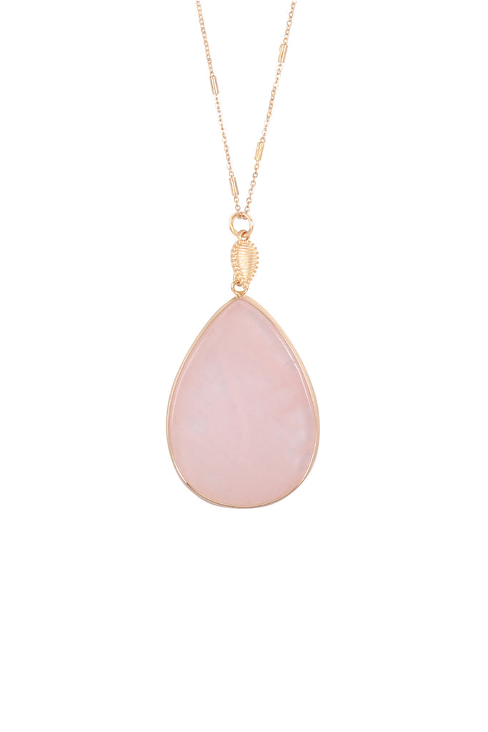 TEARDROP NATURAL STONE PENDANT NECKLACE - Riah Fashion