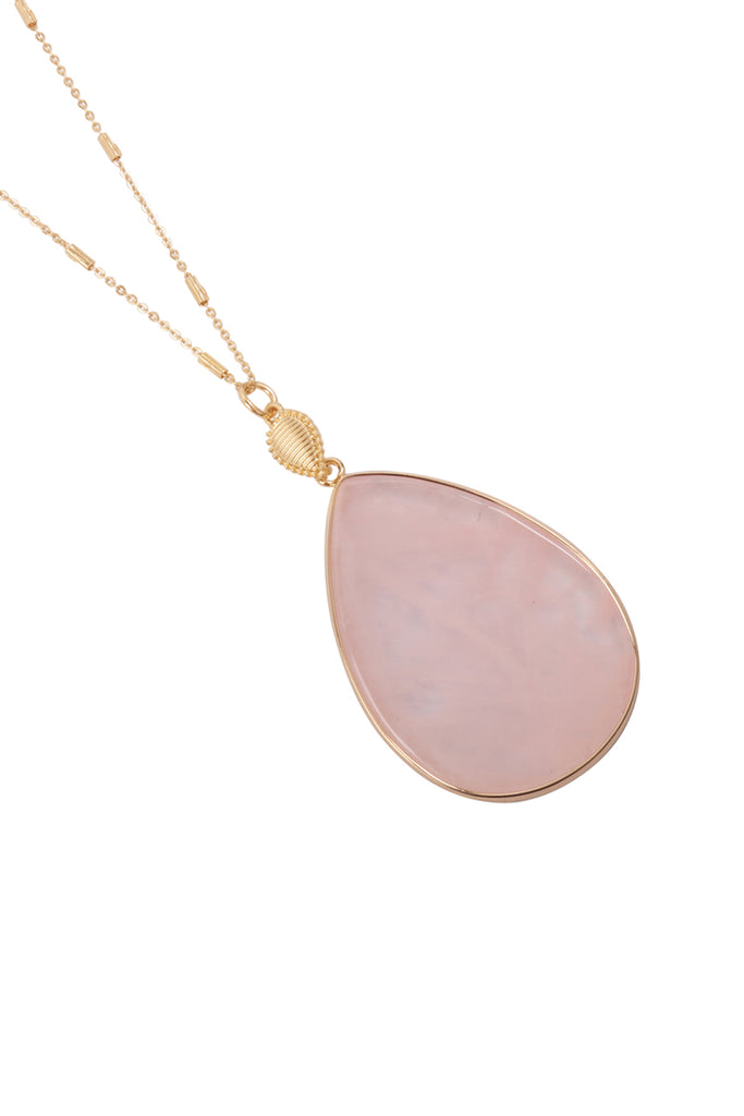 TEARDROP NATURAL STONE PENDANT NECKLACE - Riah Fashion