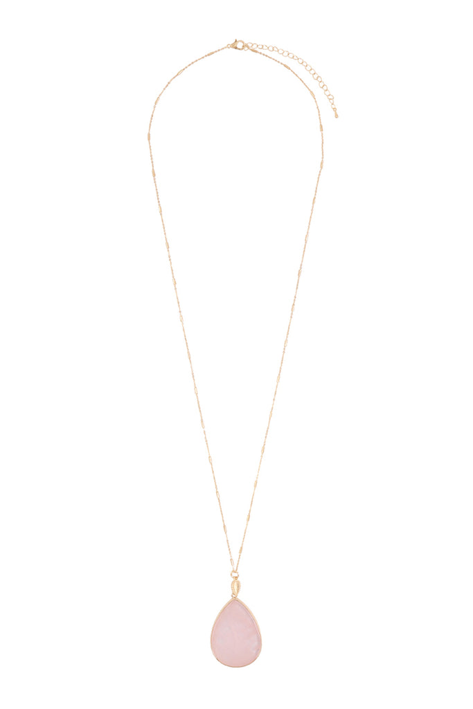 TEARDROP NATURAL STONE PENDANT NECKLACE - Riah Fashion