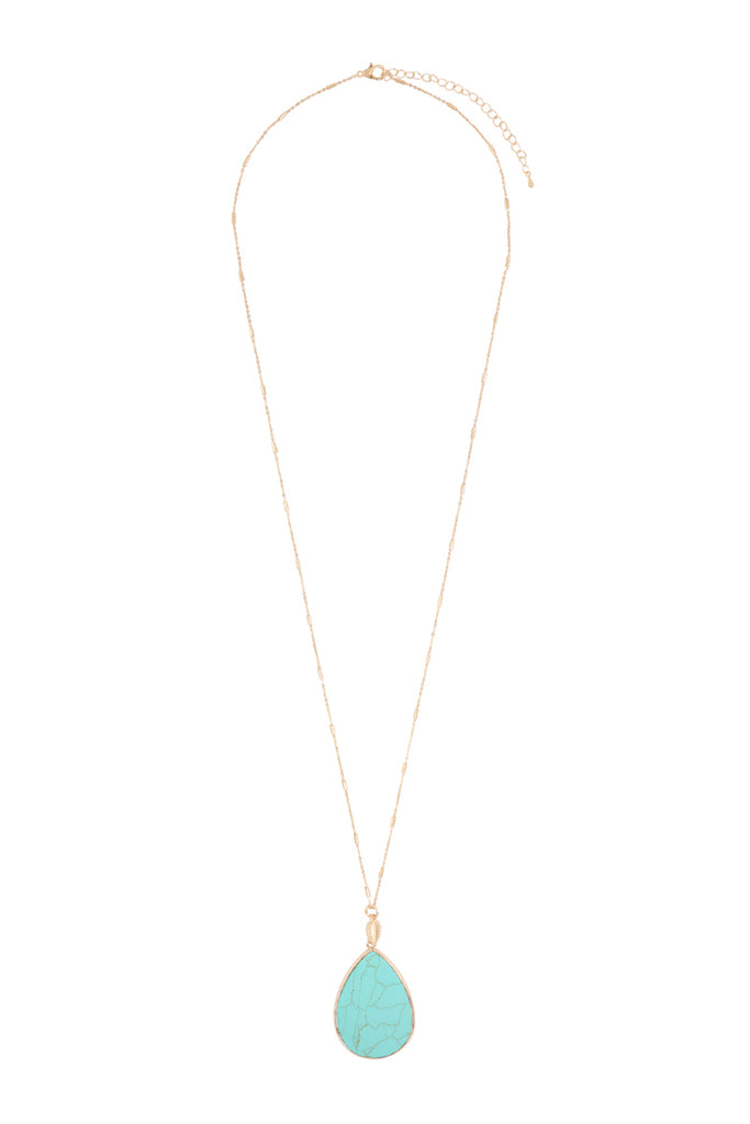 TEARDROP NATURAL STONE PENDANT NECKLACE - Riah Fashion