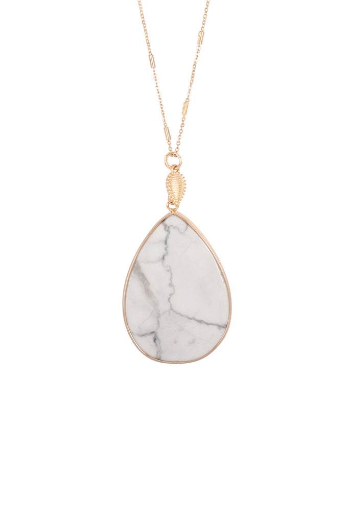 TEARDROP NATURAL STONE PENDANT NECKLACE - Riah Fashion