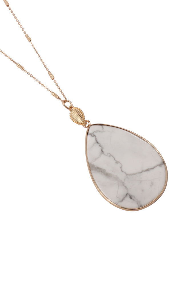 TEARDROP NATURAL STONE PENDANT NECKLACE - Riah Fashion