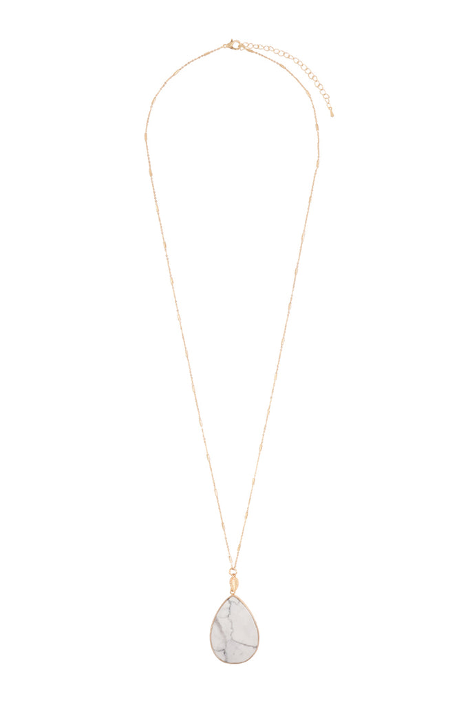 TEARDROP NATURAL STONE PENDANT NECKLACE - Riah Fashion