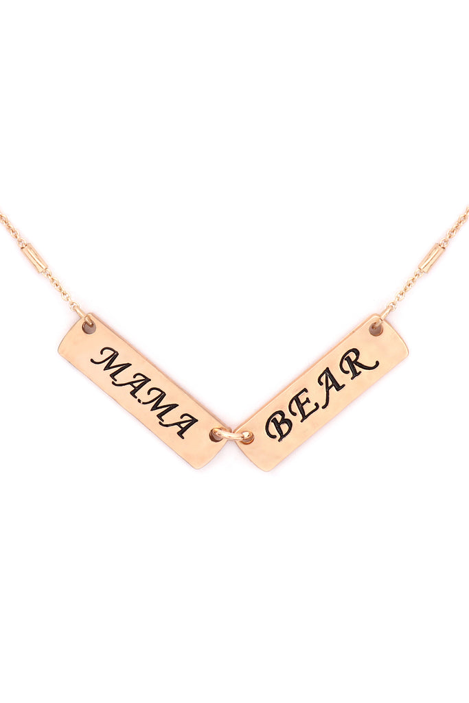 MYN1420MGMA - "MAMA BEAR" DOUBLE BAR CHARM PENDANT NECKLACE
