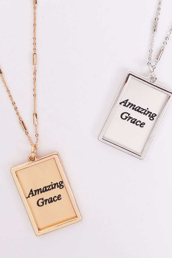 MYN1421MGAMZ - "AMAZING GRACE" ETCHED BRASS BOX PENDANT NECKLACE